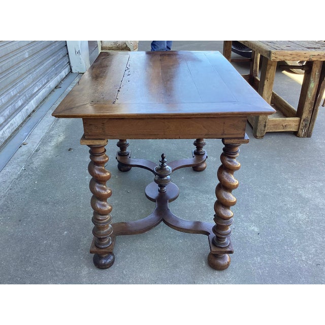 Antique French Walnut Desk/Side Table on Barley Twist Legs For Sale - Image 4 of 11