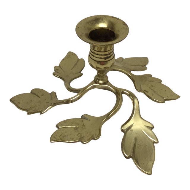 Vintage Brass Leaf Candle Holder Chairish
