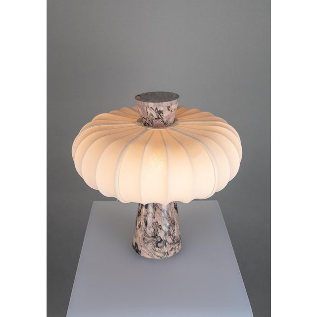 Terrestrial Brown Veined Marble and Toffee Cotton Table Lamp by ZAVADSKI, in New conditions. Designed from 2000 European...