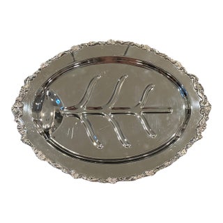 Vintage Ornate Silverplate Footed Tree & Well Carving Platter For Sale