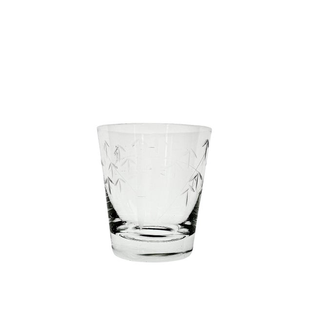 Transparent 1950s Crystal Etched Bamboo Drinkware Service for 10 by Noritake in the “Sasaki” Pattern - 80 Pieces For Sale - Image 8 of 9