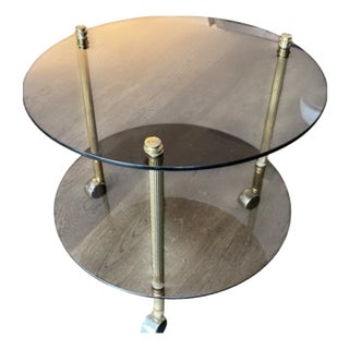 French Brass and Smoked Glass Coffee Table, 1970s For Sale