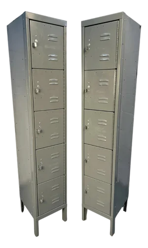 Late 20th Century Pair of Two Tall Industrial Lockers
