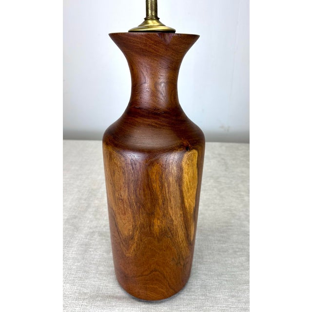 Mid Century Modern Turned Walnut Table Lamp For Sale - Image 4 of 10