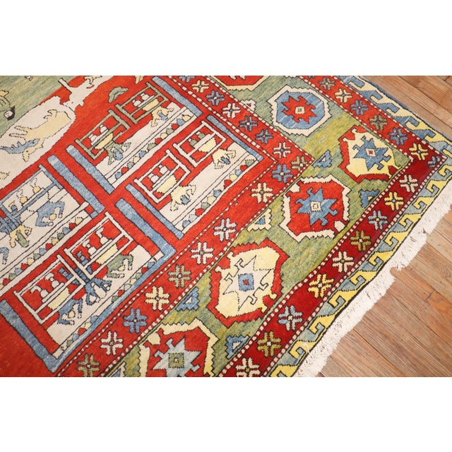 Folk Art Vintage Zabihi Collection Turkish Azari Animal Scenic Rug - 8'6" x 10'6" For Sale - Image 3 of 12
