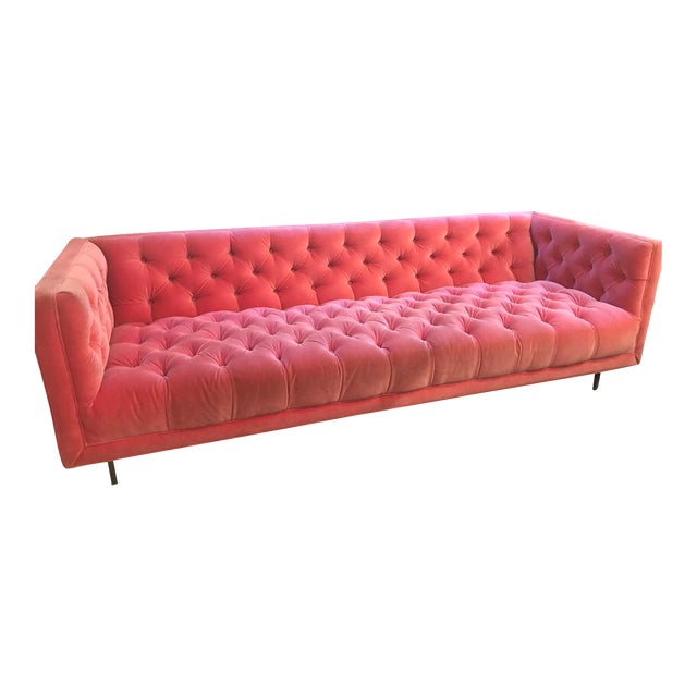 Anthropologie Pink Velvet Mina Sofa Chairish