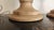 Handsome pair of vintage turned wood table lamps featuring solid-feeling wood urn-form bodies with beautiful natural...