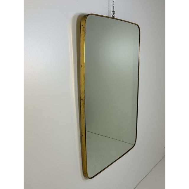 Vintage Brass-Edged Mirror in the style of Giò Ponti, 1950s, in Flawless conditions. Designed 1950 to 1959