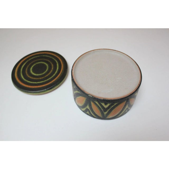 Mid-Century Modern Vintage Italian Ceramic Round Box / Lidded Jar by Raymor For Sale - Image 3 of 8