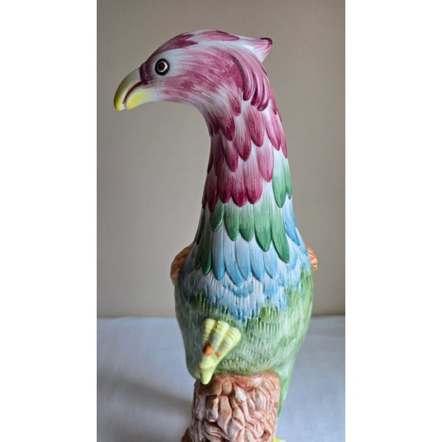 Vintage Mottahedeh Porcelain Colorful Bird Parrot Phoenix Figure Statue, Made in Italy For Sale In Philadelphia - Image 6 of 10