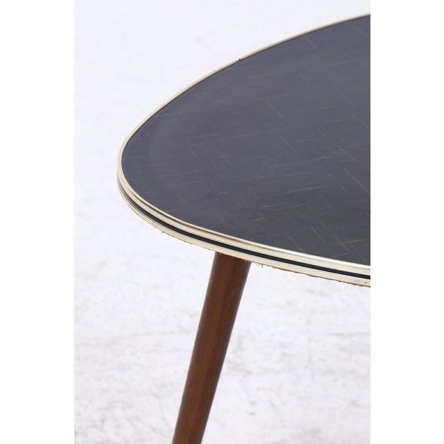 Black Vintage Kidney-Shaped Side Table Black Decorated Tabletop, 1950s For Sale - Image 8 of 11