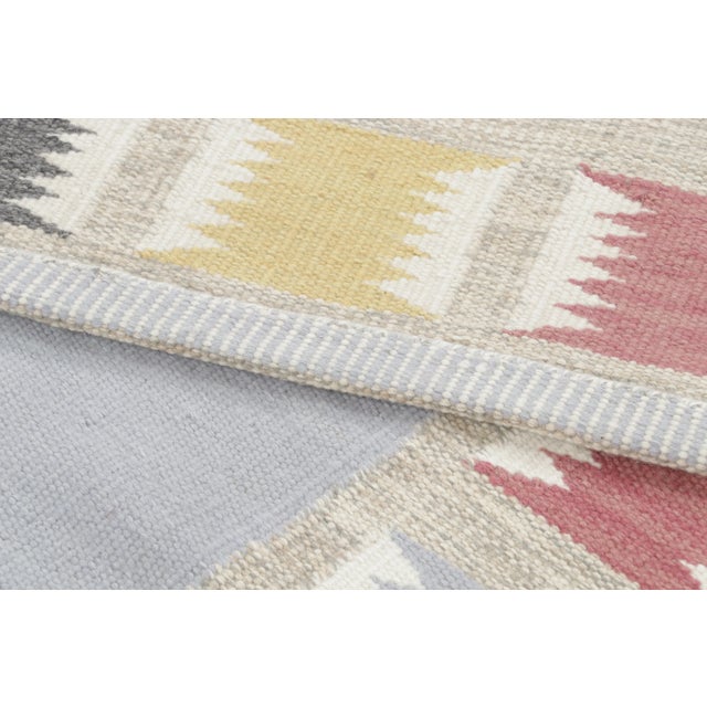 Textile Contemporary Scandinavian Style Blue Geometric Wool Rug by Rug & Kilim, India For Sale - Image 7 of 9