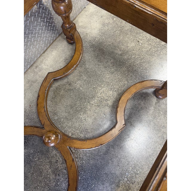 William and Mary Style Rustic Wood Glass Top Farmhouse Coffee Table For Sale - Image 9 of 10