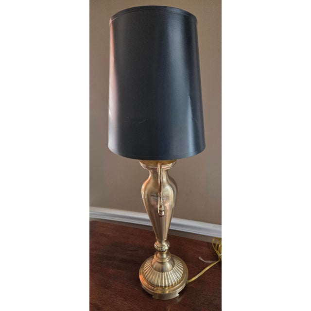 Hollywood Regency Vintage Brass Trophy Urn Lamp For Sale - Image 3 of 16