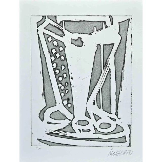 Hourglass is an original etching artwork on paper realized by Sante Monachesi. Hand-signed on the lower right by pencil....