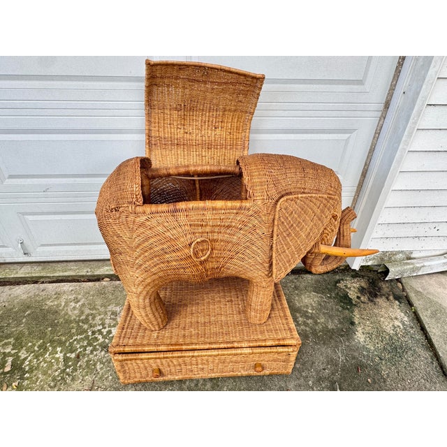 Mario Torres Monumental Vintage Wicker Elephant Bar For Sale - Image 4 of 12