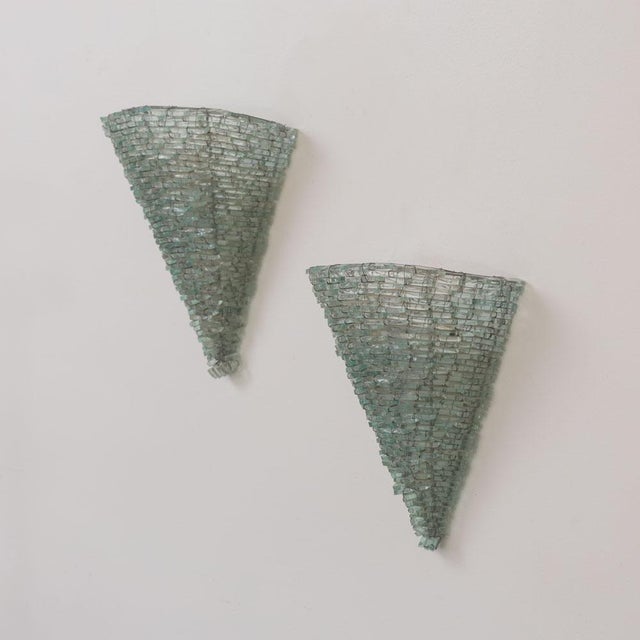 1960s Italian Large Green Glass Sconces - a Pair For Sale - Image 4 of 9