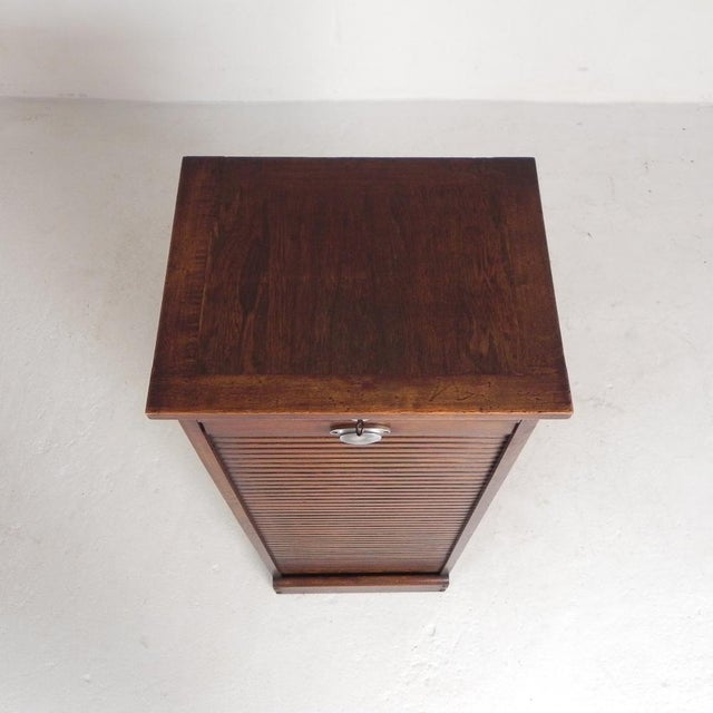 Oak Roller Shutter Cabinet with Shutter, 1930s For Sale - Image 13 of 18