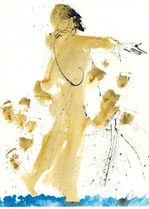 1968 Salvador Dalí Biblia Sacra Lithograph "Iesus Super Mare Ambulans" (Jesus Walks on Water)