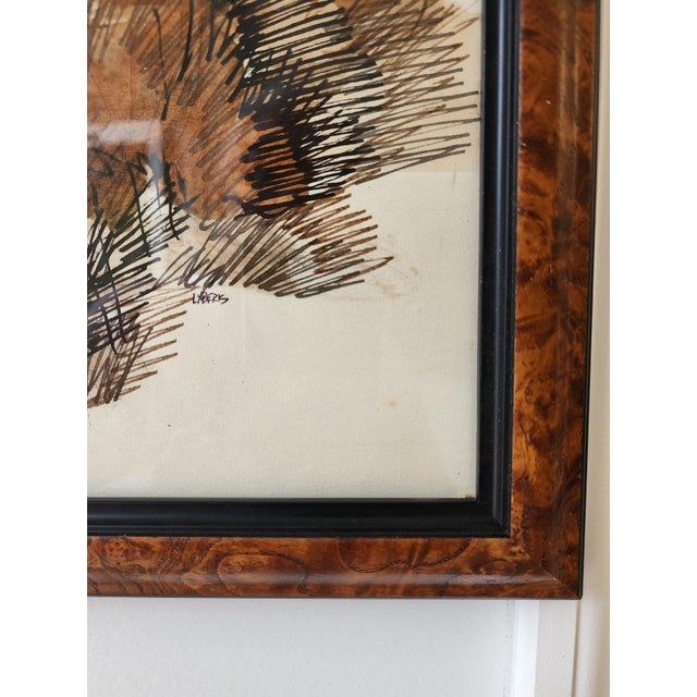 William Lyberis Signed Mid-Century Sepia Watercolor Landscape Painting For Sale - Image 12 of 17
