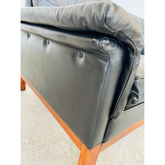 Vintage Scandinavian Black Buttoned Leather Sofa from Ikea, 1960s For Sale - Image 16 of 18