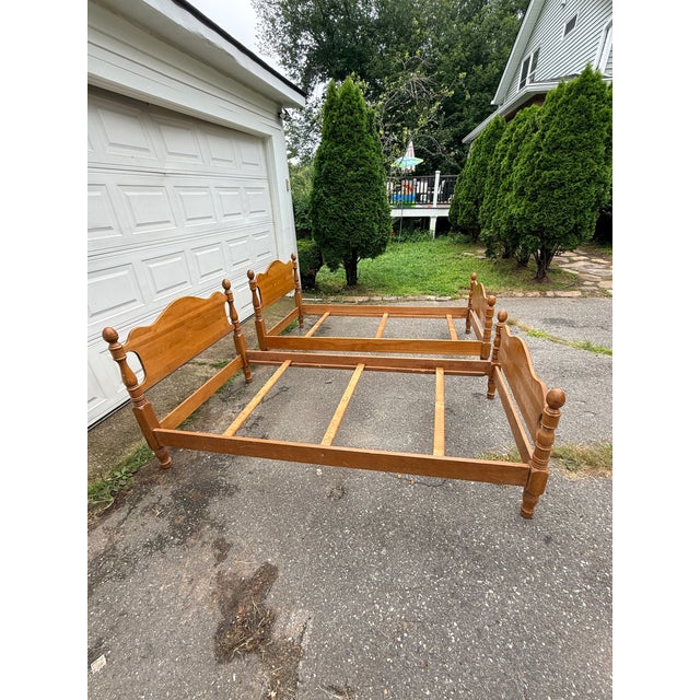 Chestnut Antique / Vintage Randolph House Solid Maple Twin Bed Frames (Two) Circa 1950s For Sale - Image 8 of 8