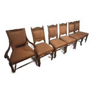 Late 19th Century Carved Antique French/Italian Set of 6 Chairs For Sale