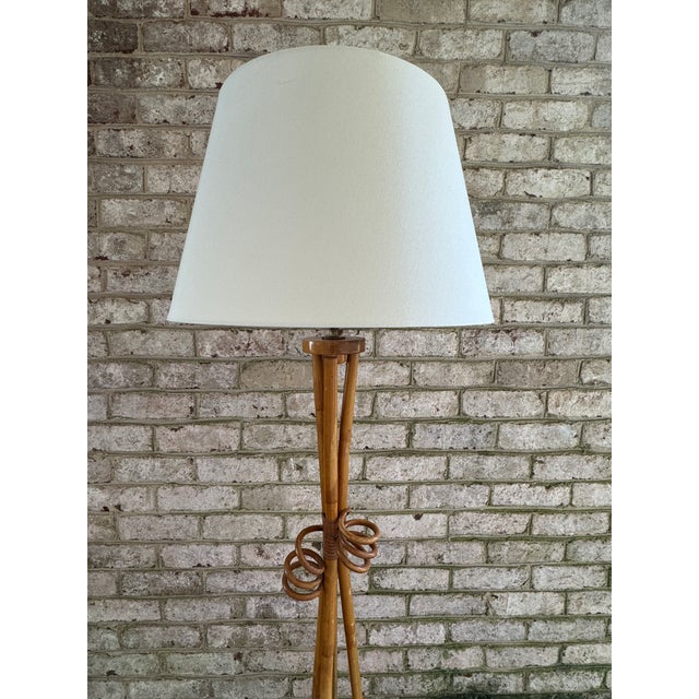 Louis Sognot Vintage, Mid Century Modern Bamboo Floor Lamp For Sale - Image 4 of 12