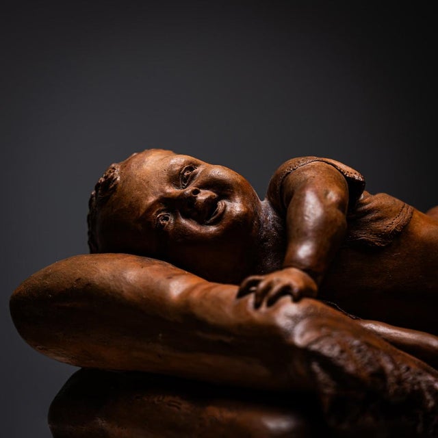 Reclining Infant in Terracotta by F. Sans For Sale - Image 9 of 9