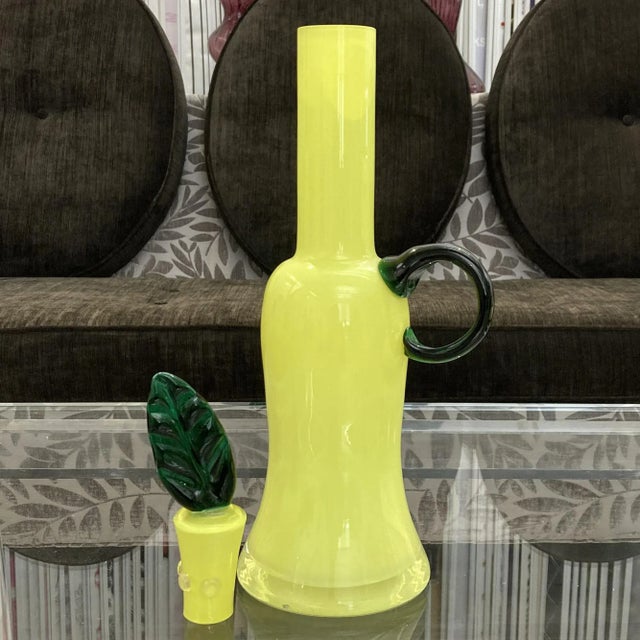Vintage Canary Cased Glass Decanter For Sale In San Francisco - Image 6 of 10