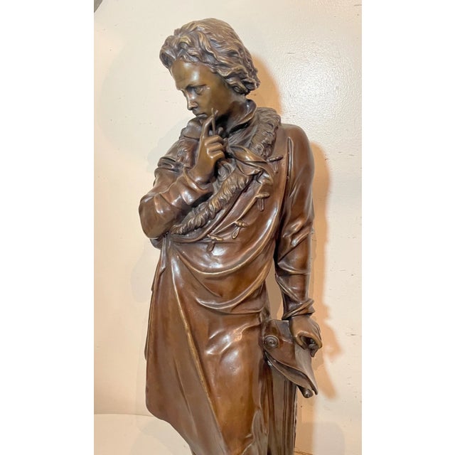 Metal Huge Antique 1800's French Ludwig Beathoven Andre Trupheme Figural Bronze Statue For Sale - Image 7 of 12
