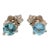 Aquamarine Martini Solitaire Stud Earrings in Solid 14k Gold Round - 2 Pieces For Sale