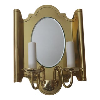 Vintage Brass Wall Lamp with Mirror from Vereinigte Werkstätten München For Sale