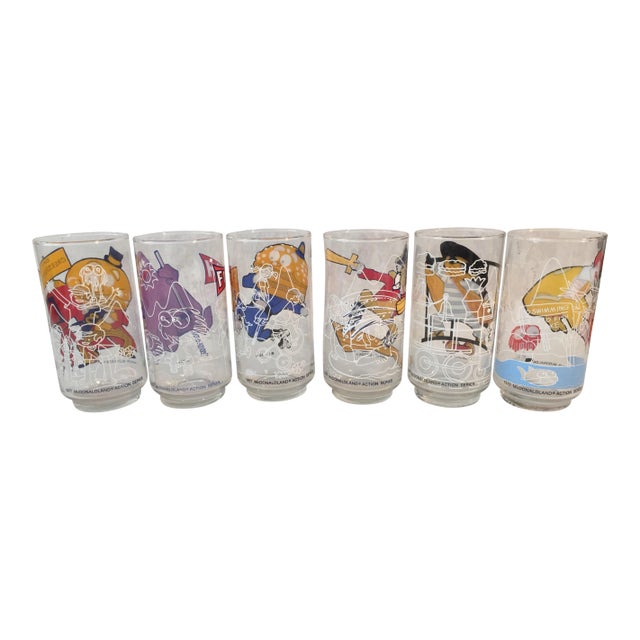 Vintage Action Series McDonald Glasses Set of 6 For Sale