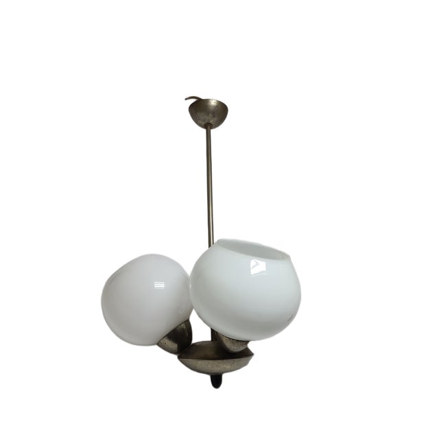 Art Deco Glass Chandelier, Poland, 1970s For Sale - Image 6 of 15
