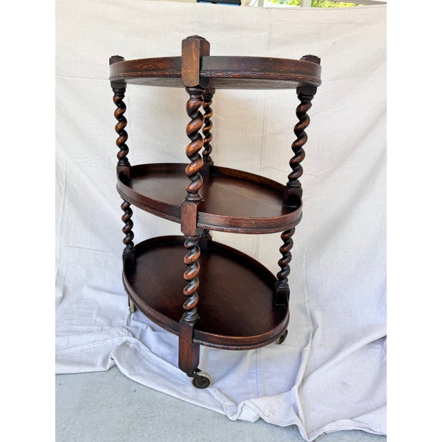 Antique English Barley Twist Tea Cart For Sale - Image 11 of 12