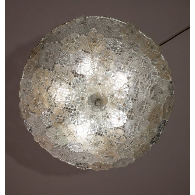 Large Mid-Century Gold Flower Glass Ceiling Light 1960s by Barovier E Toso For Sale - Image 12 of 12