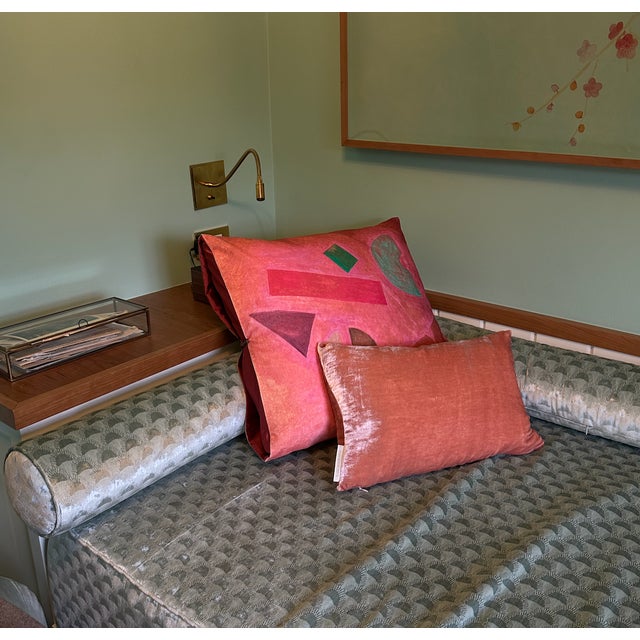 Michele Varian Printed Velvet Pillow in Basics Rose For Sale - Image 4 of 4