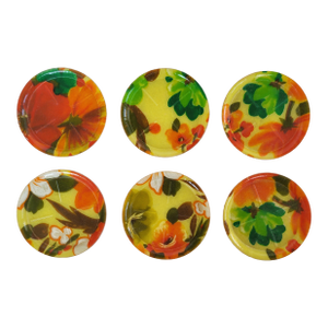 1960s Mod Floral Plastic Coasters - Set of 6