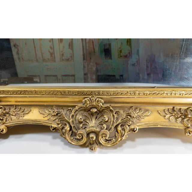 Gold 19th Century French Louis XV Style Gold Rococo Gilt Framed Mirror For Sale - Image 8 of 12