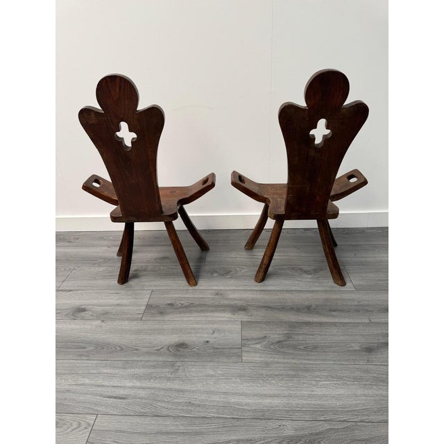 Spanish Arts & Crafts Oak Occasional Chairs, 1910, Set of 2 For Sale - Image 4 of 7