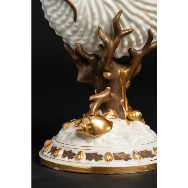 Late 19th Century Antique Royal Worcester Porcelain Nautilus Shell and Lizard Vase 1883 U Mark For Sale - Image 5 of 11