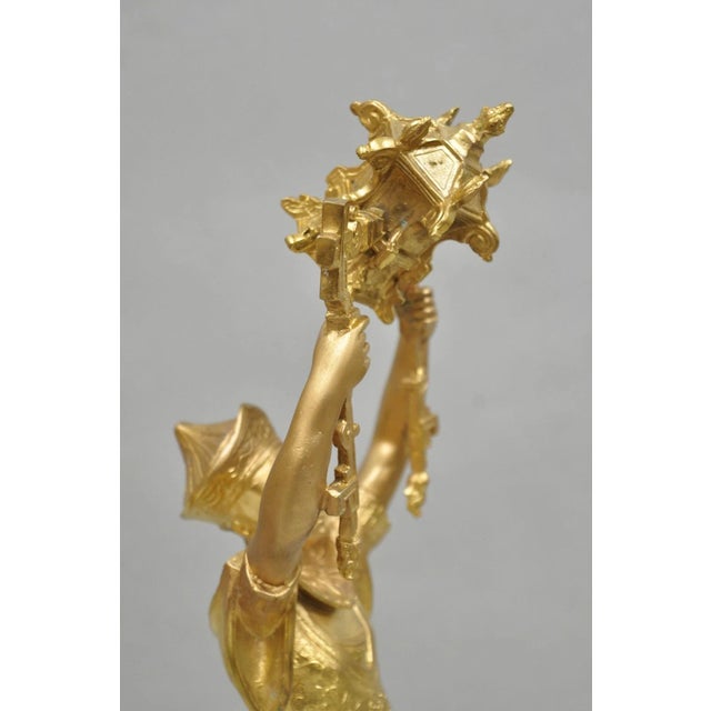 Antique Orientalist Gold Gilt Bronze Figural Male and Female Candlesticks - Pair For Sale - Image 11 of 18