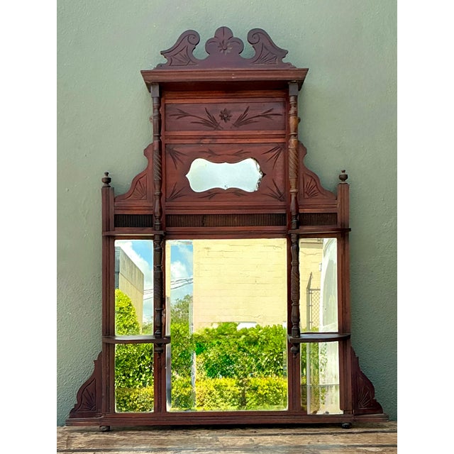 Vintage Eastlake Carved Wood Mantle Mirror For Sale - Image 17 of 17