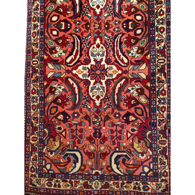 Persian Vintage Persian Lilian Rug, Handknotted Wool, Geometric Pattern, Red & Ivory, 3x7 For Sale - Image 3 of 18