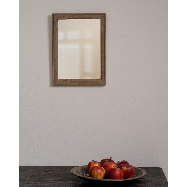 19th Century France Weathered Whitewash Cerused Oak Wall Mirror For Sale In Greensboro - Image 6 of 7