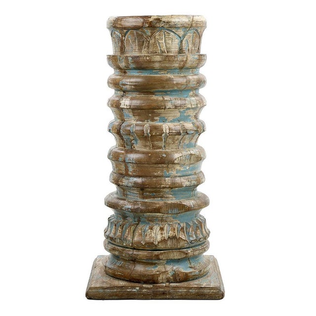 Patinated Solid Wood Column For Sale - Image 6 of 9