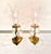 French Provincial Pair of Vintage Brass Accent Lamps With Chandelier Crystal Prisms & Etched Glass Shades For Sale - Image 3 of 12