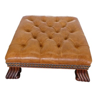 Kravet Furniture Tufted Leather Hassock / Stool For Sale