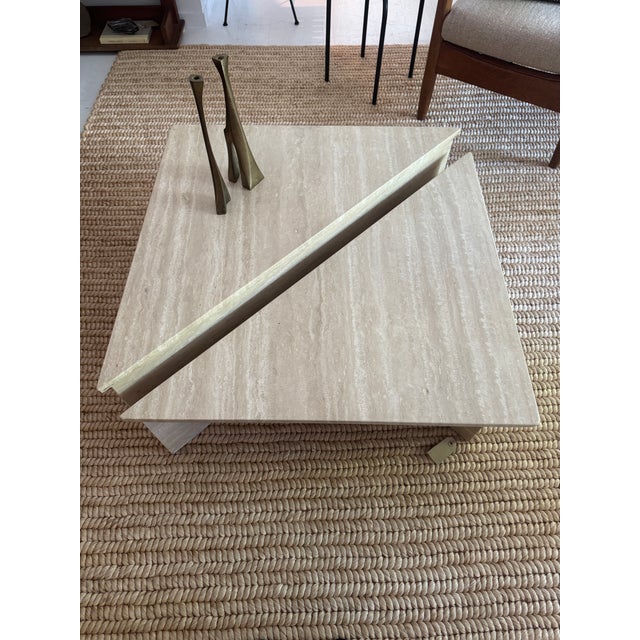 Two Piece Triangular Travertine Coffee Tables, 1970s, France For Sale - Image 11 of 18
